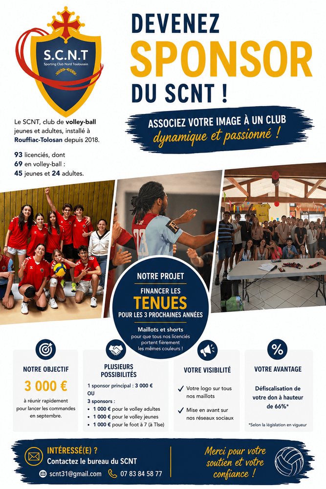 Visuel de recherche de sponsor du Sporting Club Nord Toulousain